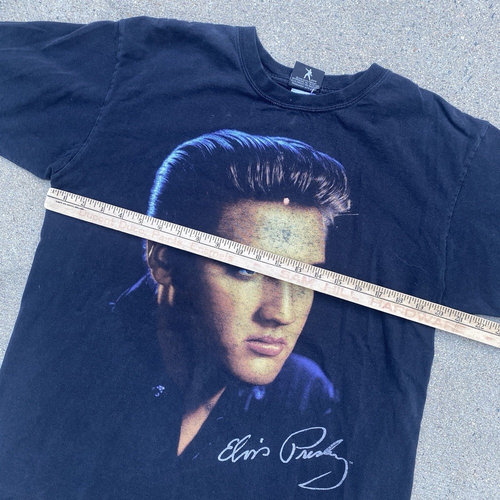 Vintage Elvis Presley Tee Shirt Rap Style Graceland M/L Distressed Black - Picture 7 of 7